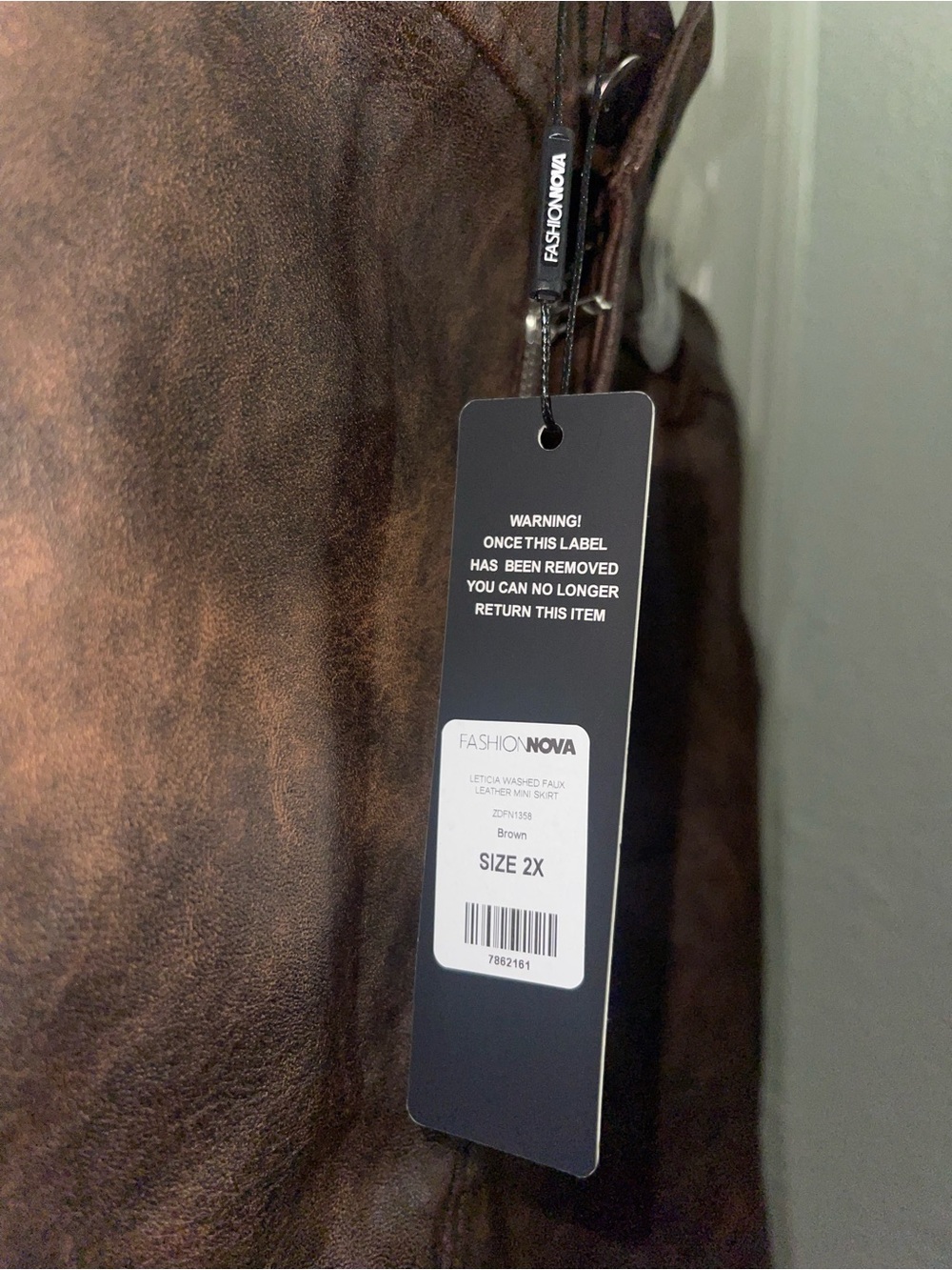 Fashion Nova Brown Faux Leather Skirt